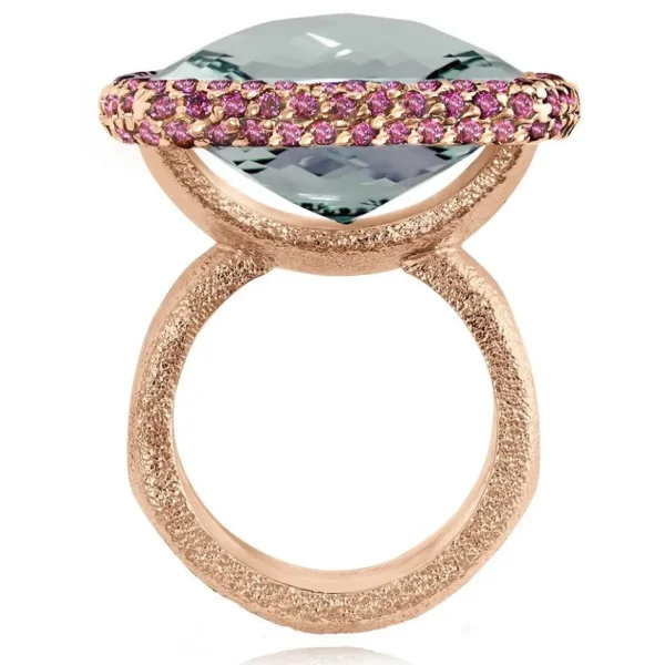 Amethyst Jewelry | Designer Rings*Alex Soldier Rose Gold Royal Ring with Green Amethyst & Garnet
