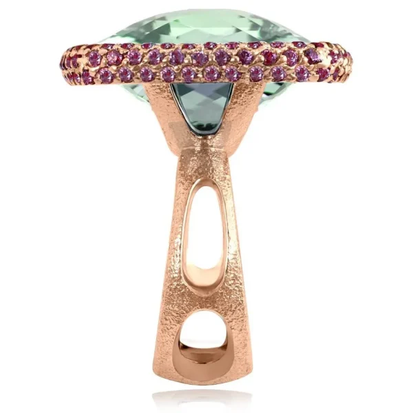 Amethyst Jewelry | Designer Rings*Alex Soldier Rose Gold Royal Ring with Green Amethyst & Garnet