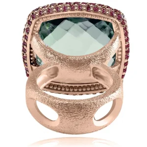 Amethyst Jewelry | Designer Rings*Alex Soldier Rose Gold Royal Ring with Green Amethyst & Garnet