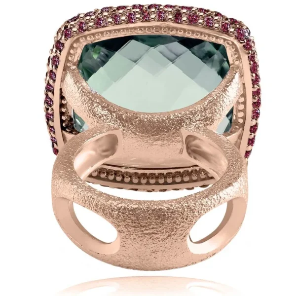 Amethyst Jewelry | Designer Rings*Alex Soldier Rose Gold Royal Ring with Green Amethyst & Garnet