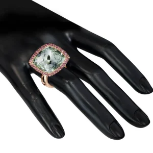 Amethyst Jewelry | Designer Rings*Alex Soldier Rose Gold Royal Ring with Green Amethyst & Garnet