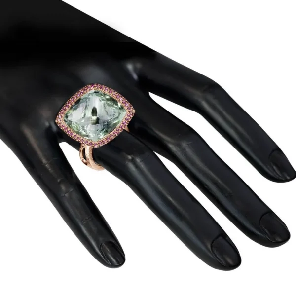 Amethyst Jewelry | Designer Rings*Alex Soldier Rose Gold Royal Ring with Green Amethyst & Garnet