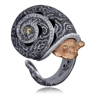 Designer Rings | Silver Rings*Alex Soldier Silver & Gold Codi The Snail Cora Ring with Diamonds