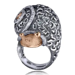 Diamond Jewelry | Designer Rings*Alex Soldier Silver & Gold Codi The Snail Ring with Diamonds