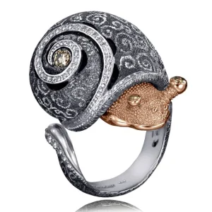 Designer Rings | Silver Rings*Alex Soldier Silver & Gold Codi The Snail Swirl Ring with Diamonds