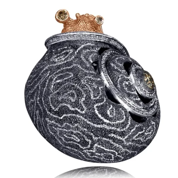 Designer Rings | Silver Rings*Alex Soldier Silver & Gold Codi The Snail Cora Ring with Diamonds