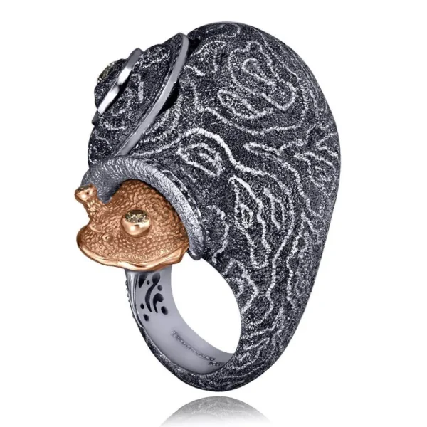 Designer Rings | Silver Rings*Alex Soldier Silver & Gold Codi The Snail Cora Ring with Diamonds