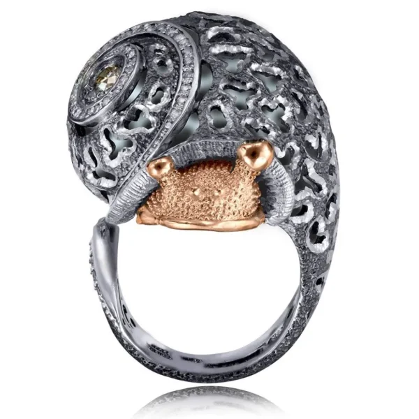 Diamond Jewelry | Designer Rings*Alex Soldier Silver & Gold Codi The Snail Ring with Diamonds