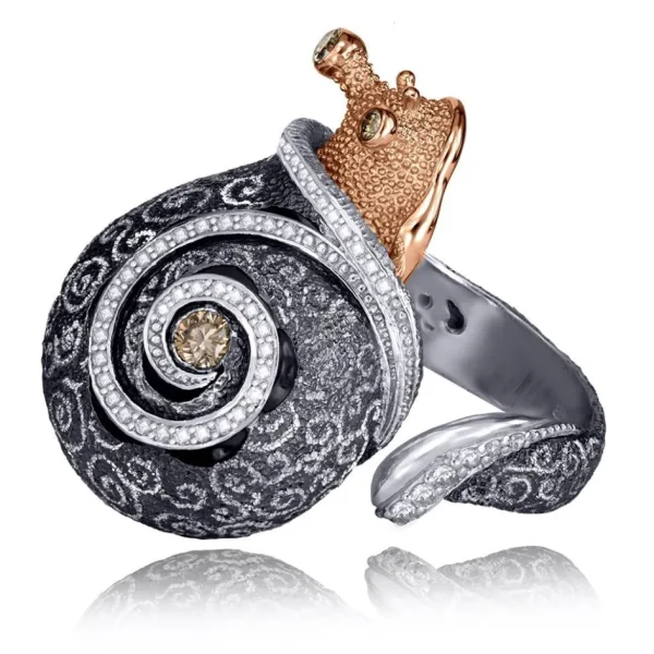 Designer Rings | Silver Rings*Alex Soldier Silver & Gold Codi The Snail Swirl Ring with Diamonds
