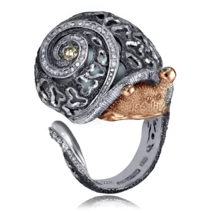 Diamond Jewelry | Designer Rings*Alex Soldier Silver & Gold Codi The Snail Ring with Diamonds