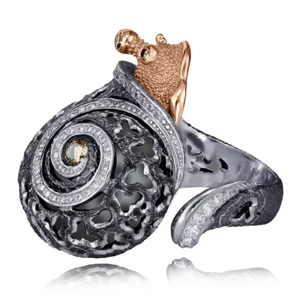 Diamond Jewelry | Designer Rings*Alex Soldier Silver & Gold Codi The Snail Ring with Diamonds