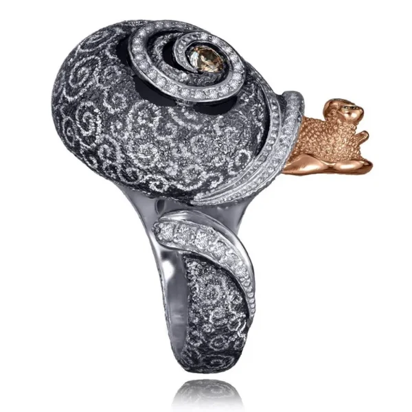 Designer Rings | Silver Rings*Alex Soldier Silver & Gold Codi The Snail Swirl Ring with Diamonds