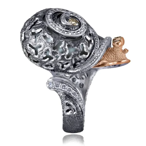Diamond Jewelry | Designer Rings*Alex Soldier Silver & Gold Codi The Snail Ring with Diamonds