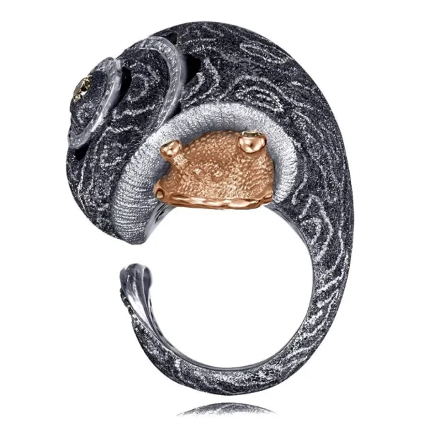 Designer Rings | Silver Rings*Alex Soldier Silver & Gold Codi The Snail Cora Ring with Diamonds