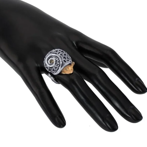 Diamond Jewelry | Designer Rings*Alex Soldier Silver & Gold Codi The Snail Ring with Diamonds