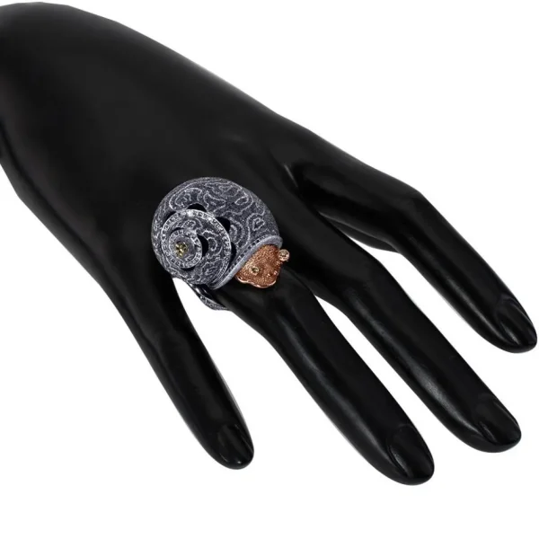 Designer Rings | Silver Rings*Alex Soldier Silver & Gold Codi The Snail Cora Ring with Diamonds