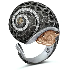 Diamond Jewelry | Designer Rings*Alex Soldier Silver & Gold Grand Codi The Snail Ring with Diamonds