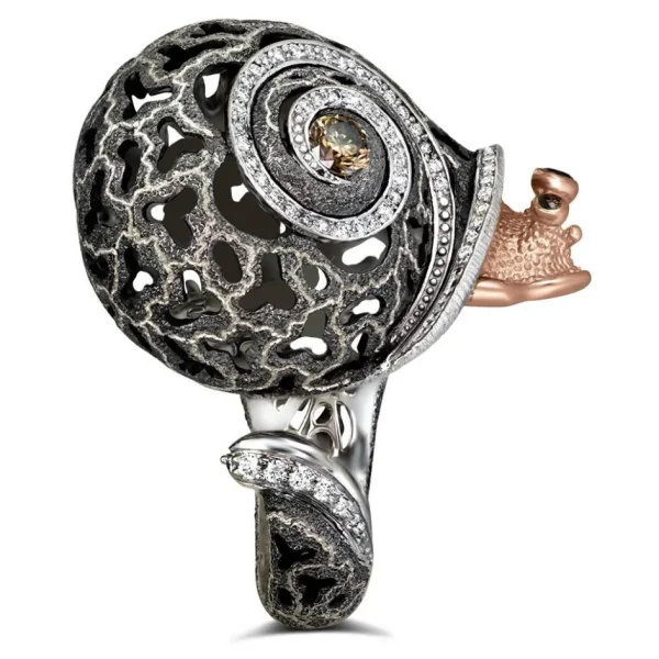 Diamond Jewelry | Designer Rings*Alex Soldier Silver & Gold Grand Codi The Snail Ring with Diamonds