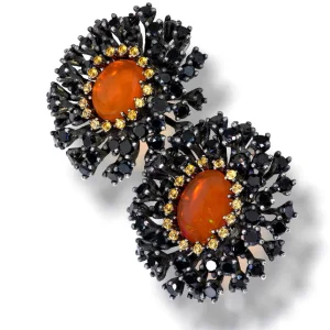 Stud Earrings*Alex Soldier Silver Astra Earrings with Fire Opal, Garnet & Spinel