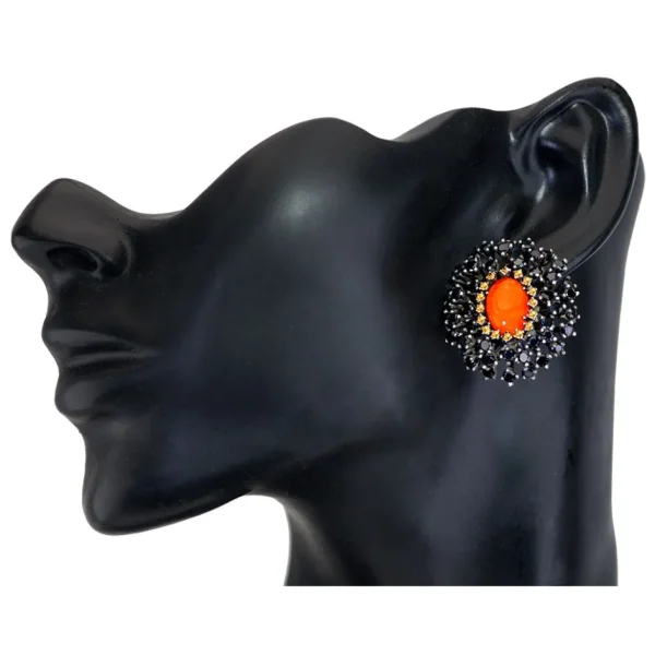 Stud Earrings*Alex Soldier Silver Astra Earrings with Fire Opal, Garnet & Spinel