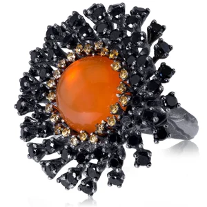 Designer Rings | Silver Rings*Alex Soldier Silver Astra Ring with Fire Opal, Garnet & Spinel
