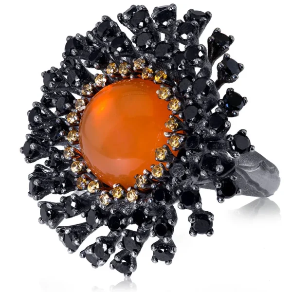 Designer Rings | Silver Rings*Alex Soldier Silver Astra Ring with Fire Opal, Garnet & Spinel