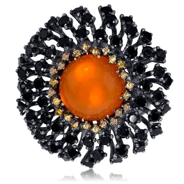 Designer Rings | Silver Rings*Alex Soldier Silver Astra Ring with Fire Opal, Garnet & Spinel