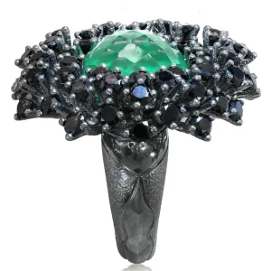 Designer Rings | Silver Rings*Alex Soldier Silver Astra Ring with Green Agate Quartz & Spinel