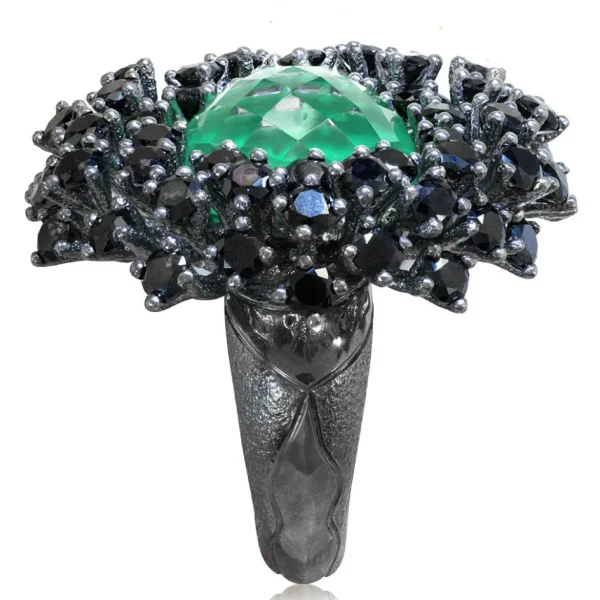 Designer Rings | Silver Rings*Alex Soldier Silver Astra Ring with Green Agate Quartz & Spinel
