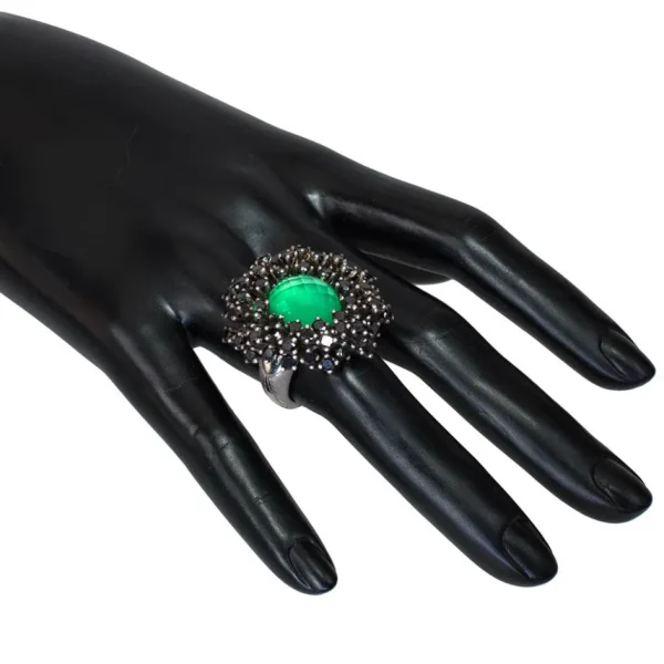 Designer Rings | Silver Rings*Alex Soldier Silver Astra Ring with Green Agate Quartz & Spinel