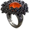 Designer Rings | Silver Rings*Alex Soldier Silver Astra Ring with Red Agate Quartz & Black Spinel
