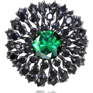 Designer Rings | Silver Rings*Alex Soldier Silver Astra Ring with Swarovski Green Crystal & Spinel