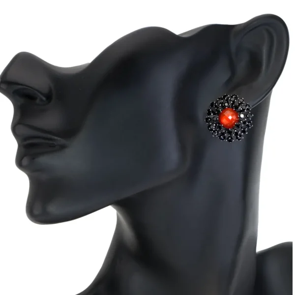 Stud Earrings*Alex Soldier Silver Astra Stud Earrings with Red Agate & Spinel