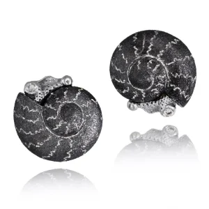 Stud Earrings | Diamond Earrings*Alex Soldier Silver Baby Snail Earrings with Silvermist Diamonds