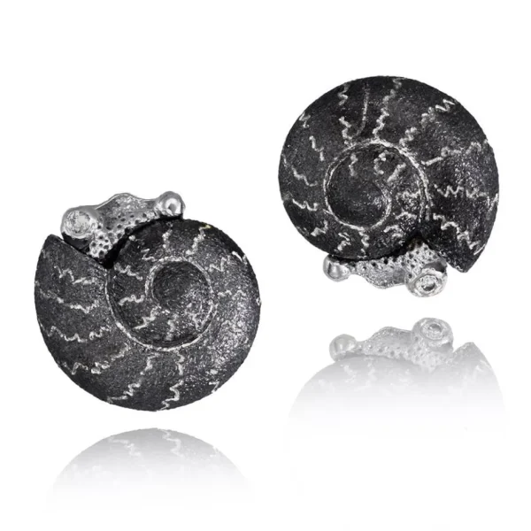 Stud Earrings | Diamond Earrings*Alex Soldier Silver Baby Snail Earrings with Silvermist Diamonds