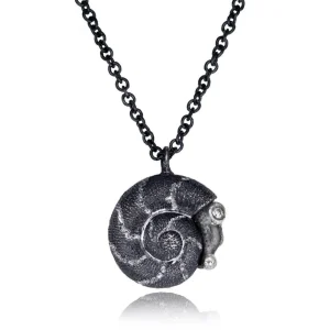 Pendants*Alex Soldier Silver Baby Snail Pendant with Diamonds On Chain