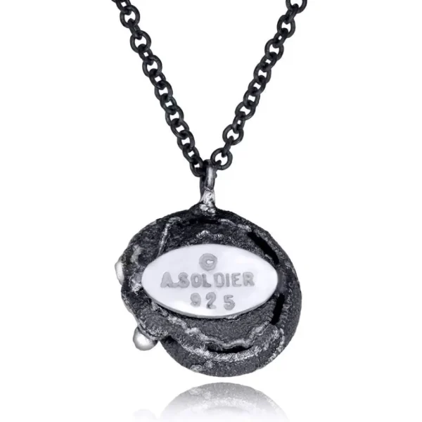 Pendants*Alex Soldier Silver Baby Snail Pendant with Diamonds On Chain