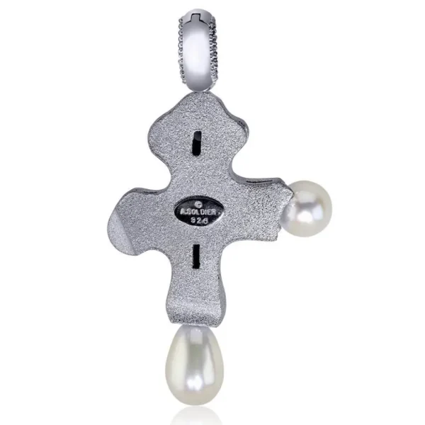 For Men | Pendants*Alex Soldier Silver Byzantine Cross Pendant with Gemstones