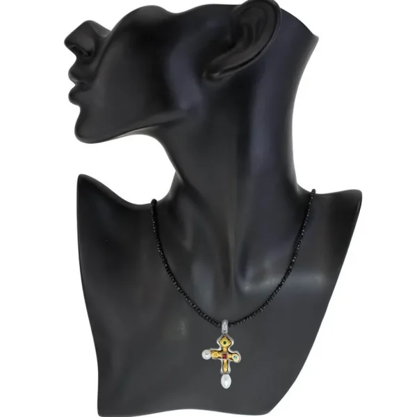 For Men | Pendants*Alex Soldier Silver Byzantine Cross Pendant with Gemstones