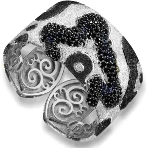 Cuff Bracelets*Alex Soldier Silver Cora Pattern Cuff Bracelet with Black Spinel