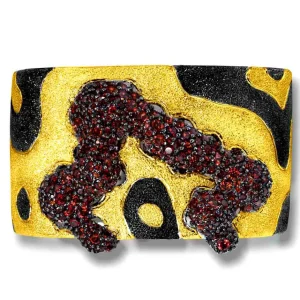 Cuff Bracelets*Alex Soldier Silver Cora Pattern Cuff Bracelet with Red Garnet