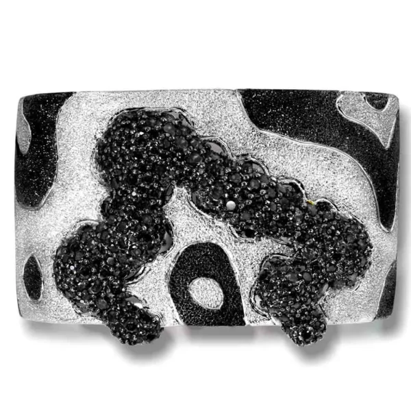 Cuff Bracelets*Alex Soldier Silver Cora Pattern Cuff Bracelet with Black Spinel
