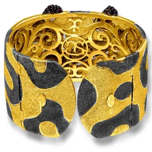 Cuff Bracelets*Alex Soldier Silver Cora Pattern Cuff Bracelet with Red Garnet
