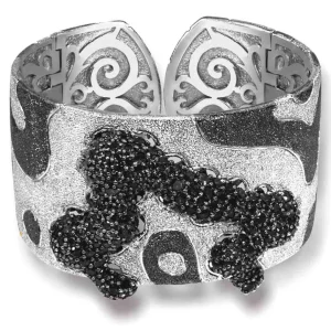 Cuff Bracelets*Alex Soldier Silver Cora Pattern Cuff Bracelet with Black Spinel