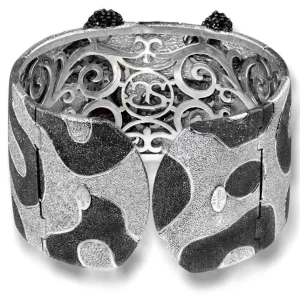 Cuff Bracelets*Alex Soldier Silver Cora Pattern Cuff Bracelet with Black Spinel