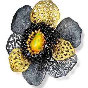 Pendants | Other Brooches*Alex Soldier Silver Coronaria Brooch Pendant with Opal & Spinel