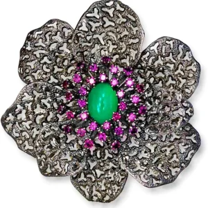 Garnet Jewelry | Pendants*Alex Soldier Silver Coronaria Brooch/Pendant with Agate & Garnet