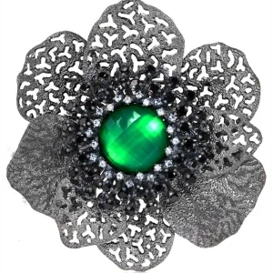 Pendants | Other Brooches*Alex Soldier Silver Coronaria Brooch/Pendant with Round Green Agate