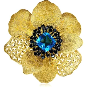 Pendants | Other Brooches*Alex Soldier Silver Coronaria Brooch/Pendant with Blue Topaz, Spinel