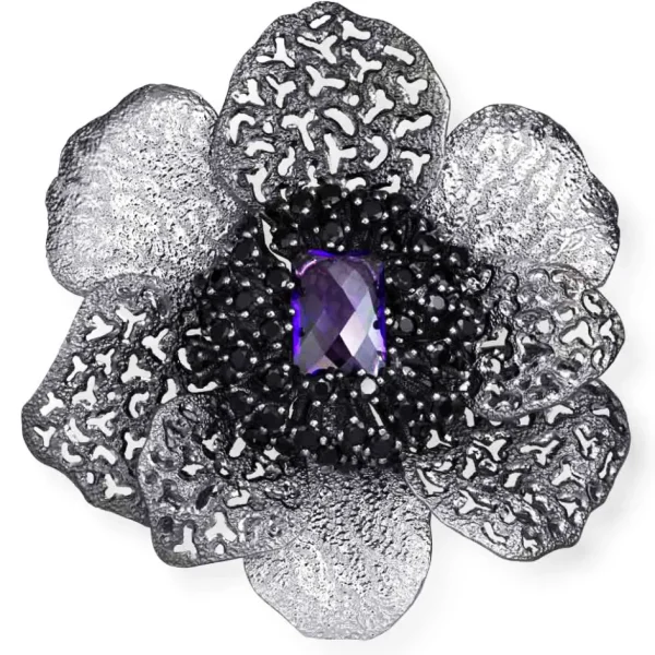 Amethyst Jewelry | Pendants*Alex Soldier Silver Coronaria Brooch/Pendant with Amethyst & Spinel